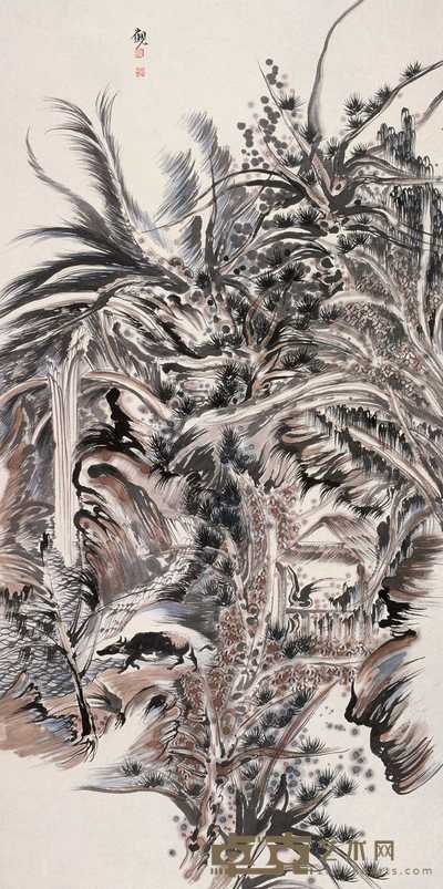 崔见 2003年作 惠风 镜心 136×68cm